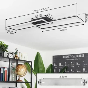 hofstein Plafonnier Hyacinthe LED Noir, 1 lumière, Télécommandes* Lampes Modernes
