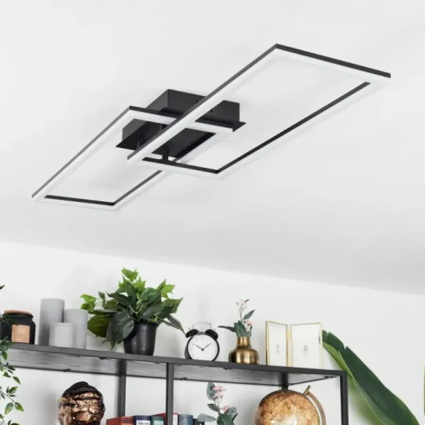 hofstein Plafonnier Hyacinthe LED Noir, 1 lumière, Télécommandes* Lampes Modernes