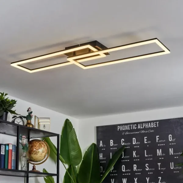 hofstein Plafonnier Hyacinthe LED Noir, 1 lumière, Télécommandes* Lampes Modernes