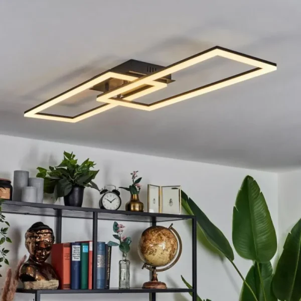 hofstein Plafonnier Hyacinthe LED Noir, 1 lumière, Télécommandes* Lampes Modernes