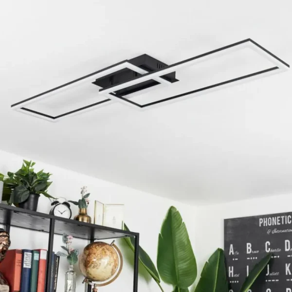 hofstein Plafonnier Hyacinthe LED Noir, 1 lumière, Télécommandes* Lampes Modernes