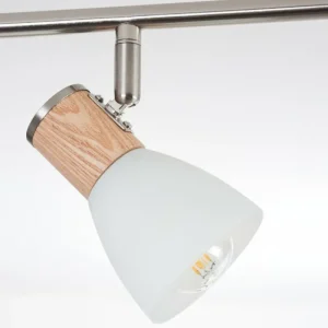 hofstein Plafonnier Icalma Bois clair, Nickel mat, 6 lumières* Lampes Modernes