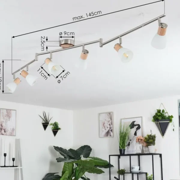 hofstein Plafonnier Icalma Bois clair, Nickel mat, 6 lumières* Lampes Modernes