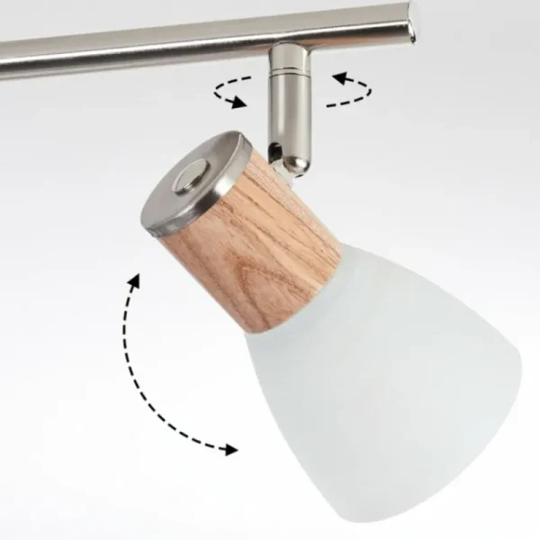 hofstein Plafonnier Icalma Bois clair, Nickel mat, 6 lumières* Lampes Modernes