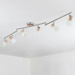 hofstein Plafonnier Icalma Bois clair, Nickel mat, 6 lumières* Lampes Modernes