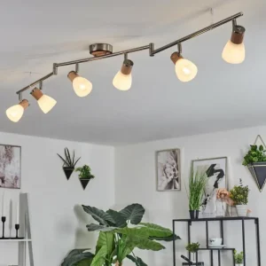 hofstein Plafonnier Icalma Bois clair, Nickel mat, 6 lumières* Lampes Modernes