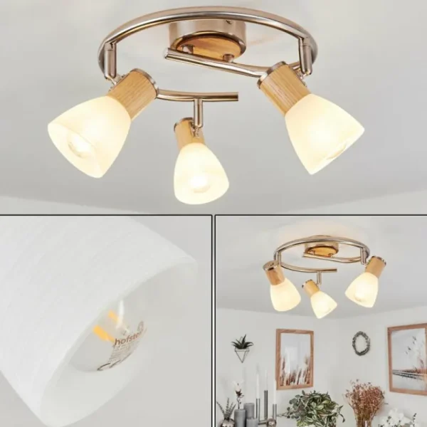 hofstein Plafonnier Icalma Écru, Nickel mat, 3 lumières* Lampes Modernes
