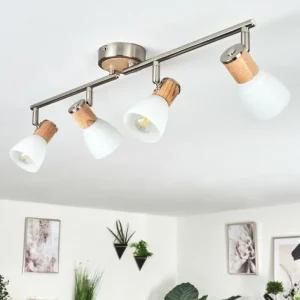 hofstein Plafonnier Icalma Écru, Nickel mat, 4 lumières* Lampes Modernes