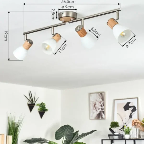 hofstein Plafonnier Icalma Écru, Nickel mat, 4 lumières* Lampes Modernes