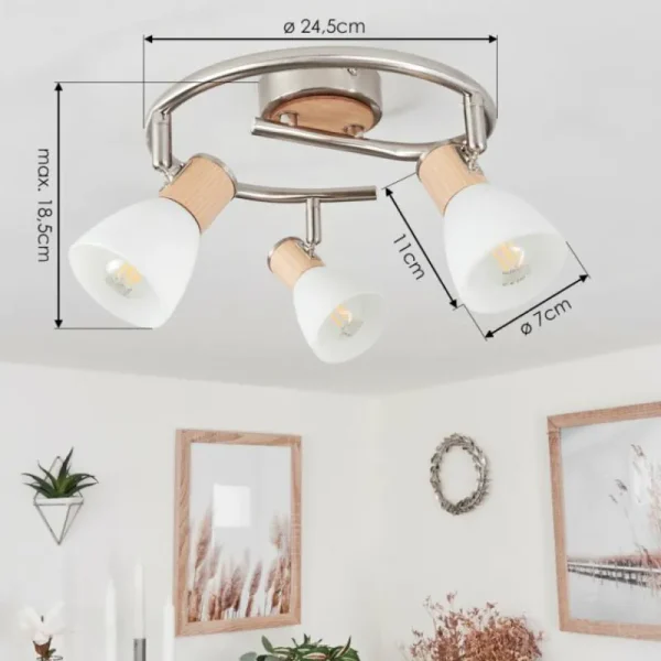 hofstein Plafonnier Icalma Écru, Nickel mat, 3 lumières* Lampes Modernes