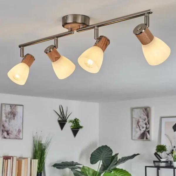 hofstein Plafonnier Icalma Écru, Nickel mat, 4 lumières* Lampes Modernes