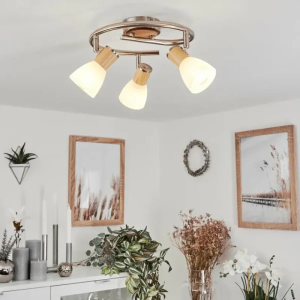 hofstein Plafonnier Icalma Écru, Nickel mat, 3 lumières* Lampes Modernes