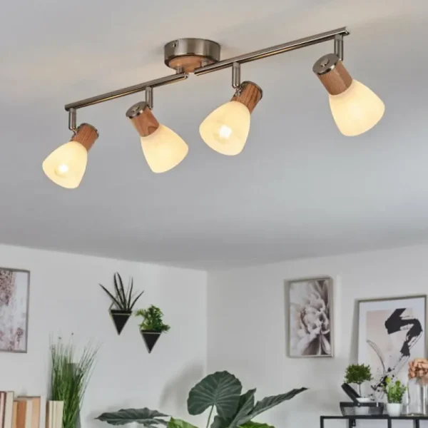 hofstein Plafonnier Icalma Écru, Nickel mat, 4 lumières* Lampes Modernes