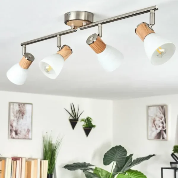 hofstein Plafonnier Icalma Écru, Nickel mat, 4 lumières* Lampes Modernes