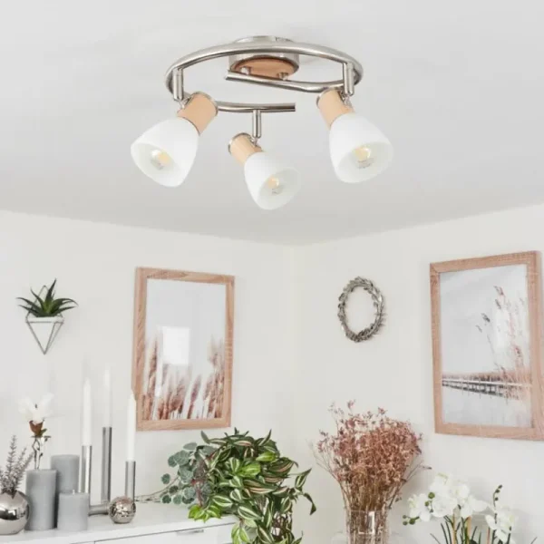 hofstein Plafonnier Icalma Écru, Nickel mat, 3 lumières* Lampes Modernes