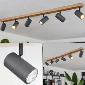 hofstein Plafonnier Javel Brun, Gris, Couleur bois, 6 lumières* Lampes Modernes