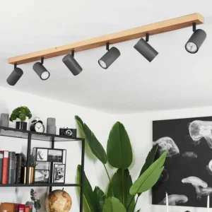 hofstein Plafonnier Javel Brun, Gris, Couleur bois, 6 lumières* Lampes Modernes