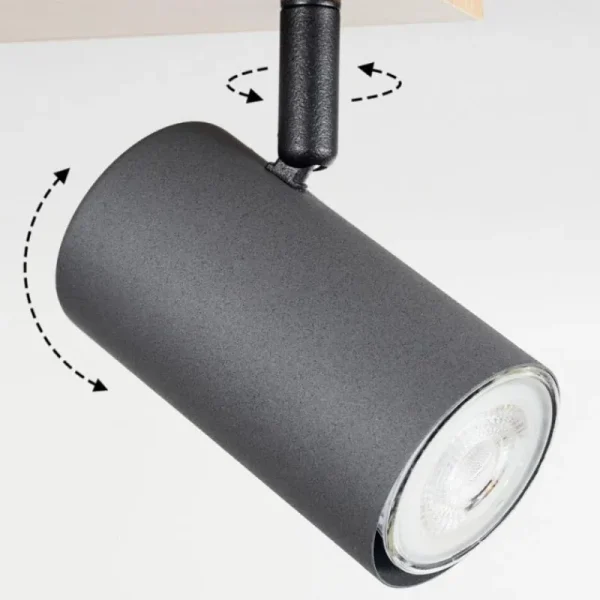 hofstein Plafonnier Javel Brun, Gris, Couleur bois, 6 lumières* Lampes Modernes