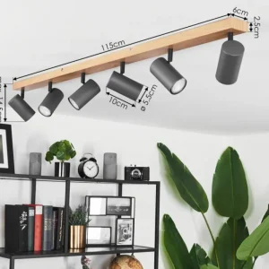 hofstein Plafonnier Javel Brun, Gris, Couleur bois, 6 lumières* Lampes Modernes
