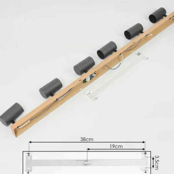 hofstein Plafonnier Javel Brun, Gris, Couleur bois, 6 lumières* Lampes Modernes