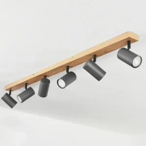 hofstein Plafonnier Javel Brun, Gris, Couleur bois, 6 lumières* Lampes Modernes