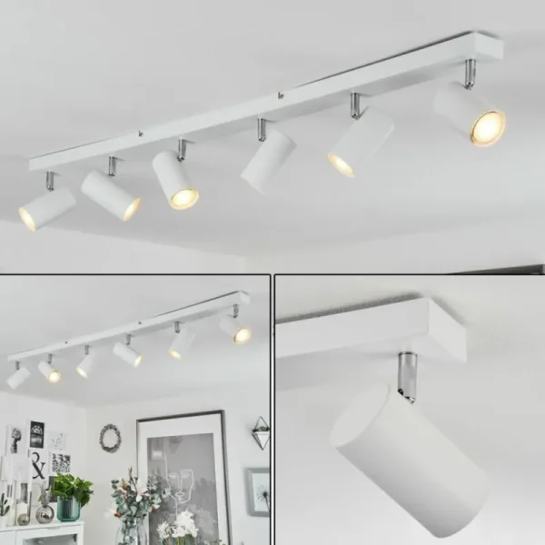 hofstein Plafonnier Javel Chrome, Blanc, 6 lumières* Lampes Modernes