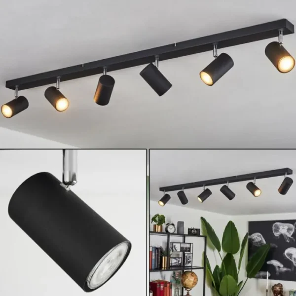 hofstein Plafonnier Javel Chrome, Noir, 6 lumières* Lampes Modernes