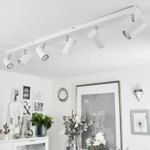 hofstein Plafonnier Javel Chrome, Blanc, 6 lumières* Lampes Modernes