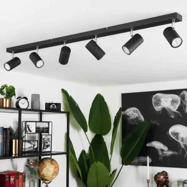 hofstein Plafonnier Javel Chrome, Noir, 6 lumières* Lampes Modernes