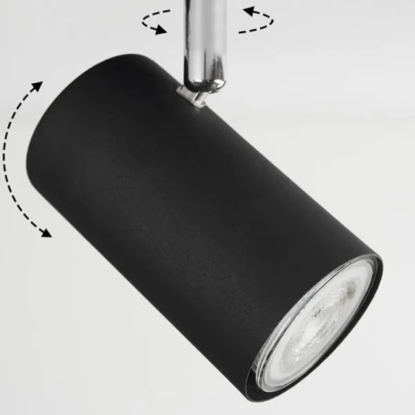 hofstein Plafonnier Javel Chrome, Noir, 6 lumières* Lampes Modernes