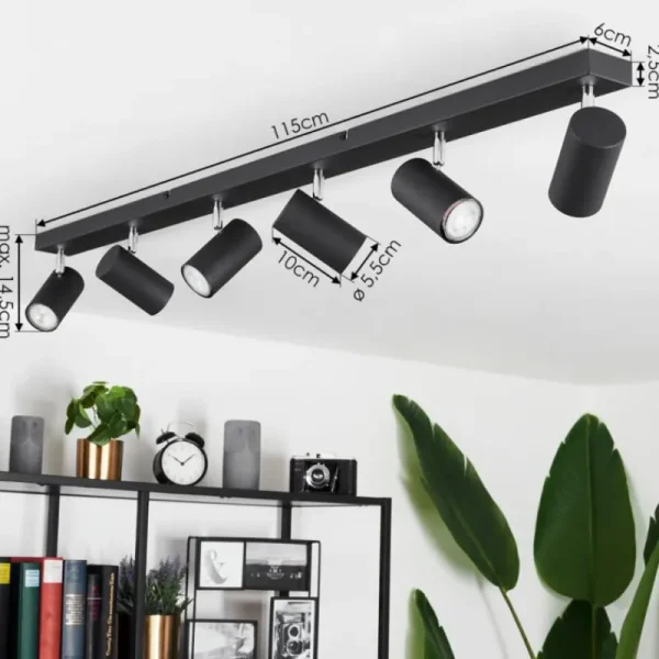 hofstein Plafonnier Javel Chrome, Noir, 6 lumières* Lampes Modernes
