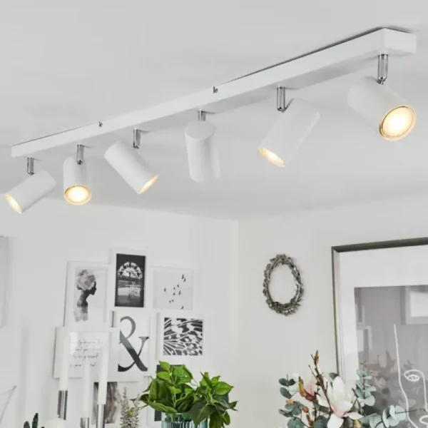 hofstein Plafonnier Javel Chrome, Blanc, 6 lumières* Lampes Modernes