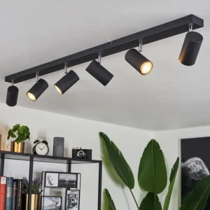 hofstein Plafonnier Javel Chrome, Noir, 6 lumières* Lampes Modernes