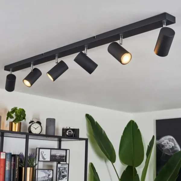 hofstein Plafonnier Javel Chrome, Noir, 6 lumières* Lampes Modernes