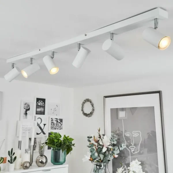 hofstein Plafonnier Javel Chrome, Blanc, 6 lumières* Lampes Modernes