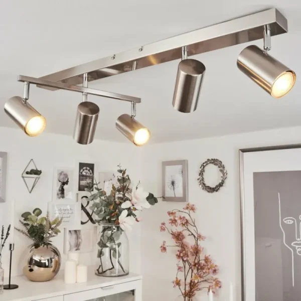 hofstein Plafonnier Javel Chrome, Nickel mat, 5 lumières* Lampes Modernes