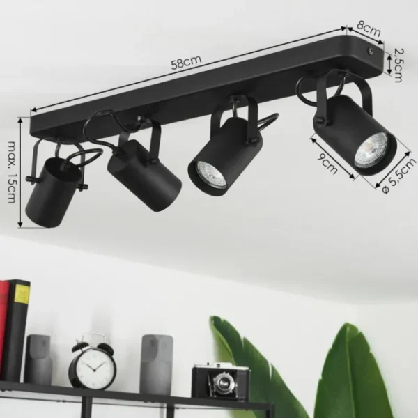 hofstein Plafonnier Kergus Noir, 4 lumières* Lampes Modernes