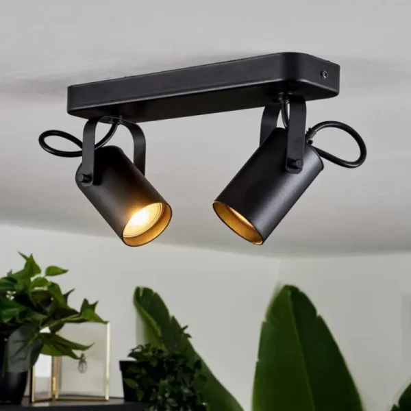 hofstein Plafonnier Kergus Noir, 2 lumières* Lampes Modernes