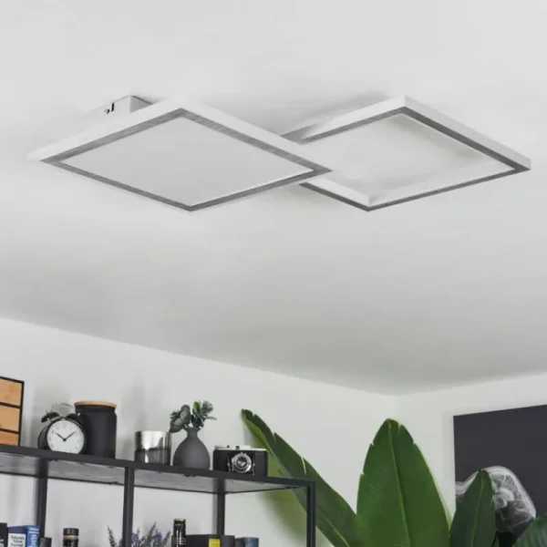 hofstein Plafonnier Longos LED Aluminium, 1 lumière, Télécommandes* Lampes Modernes