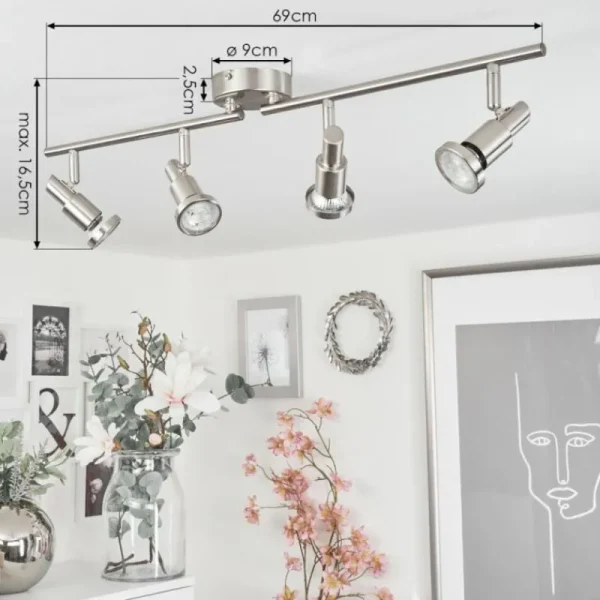 hofstein Plafonnier Lonquimay Nickel mat, 4 lumières* Lampes Modernes