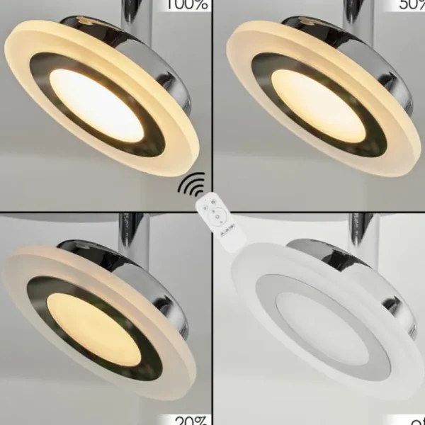 hofstein Plafonnier Lucy LED Chrome, 1 lumière, Télécommandes, Changeur de couleurs* Lampes Modernes