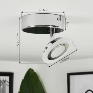 hofstein Plafonnier Lucy LED Chrome, 1 lumière, Télécommandes, Changeur de couleurs* Lampes Modernes