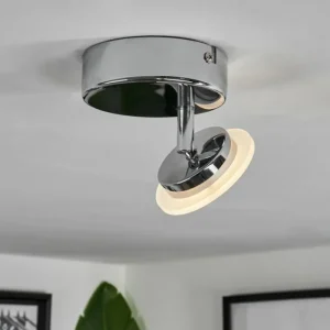 hofstein Plafonnier Lucy LED Chrome, 1 lumière, Télécommandes, Changeur de couleurs* Lampes Modernes