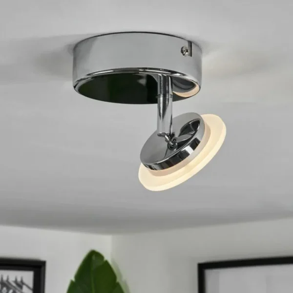 hofstein Plafonnier Lucy LED Chrome, 1 lumière, Télécommandes, Changeur de couleurs* Lampes Modernes