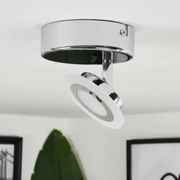 hofstein Plafonnier Lucy LED Chrome, 1 lumière, Télécommandes, Changeur de couleurs* Lampes Modernes
