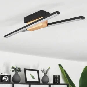 hofstein Plafonnier Meiral LED Bois clair, Noir, 2 lumières* Lampes Modernes