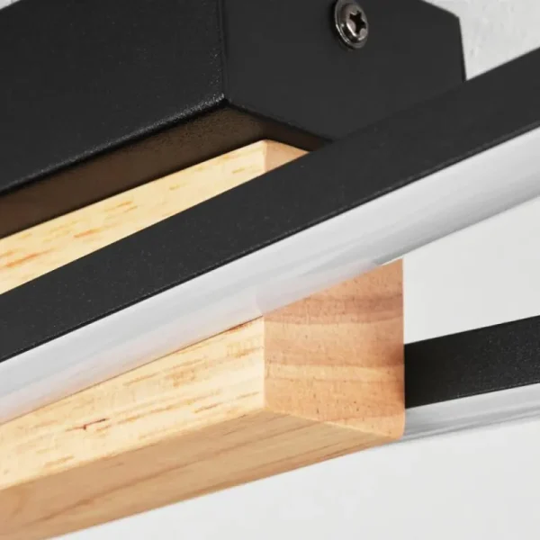 hofstein Plafonnier Meiral LED Bois clair, Noir, 2 lumières* Lampes Modernes