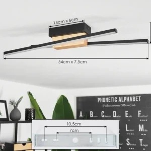 hofstein Plafonnier Meiral LED Bois clair, Noir, 2 lumières* Lampes Modernes
