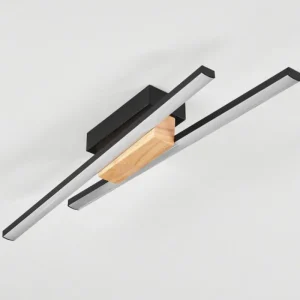 hofstein Plafonnier Meiral LED Bois clair, Noir, 2 lumières* Lampes Modernes