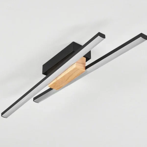 hofstein Plafonnier Meiral LED Bois clair, Noir, 2 lumières* Lampes Modernes